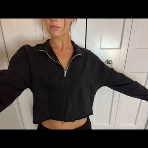 Women’s Crop Black Half Zip